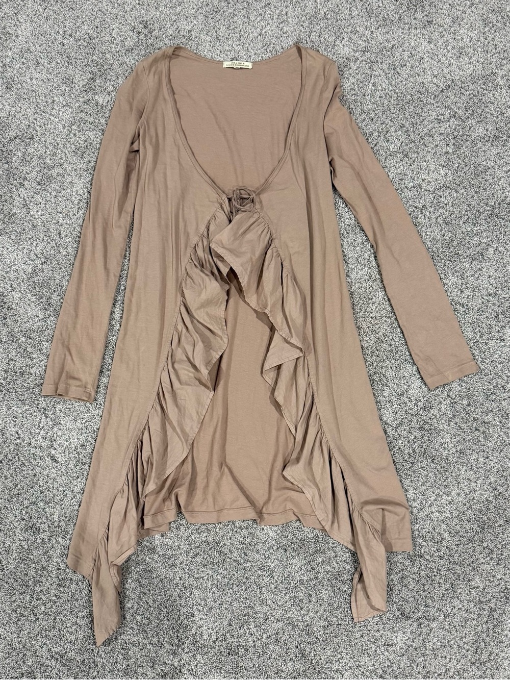 Praire Underground Light Brown Long Sleeve 100% Organic Cotton Cardigan Women S